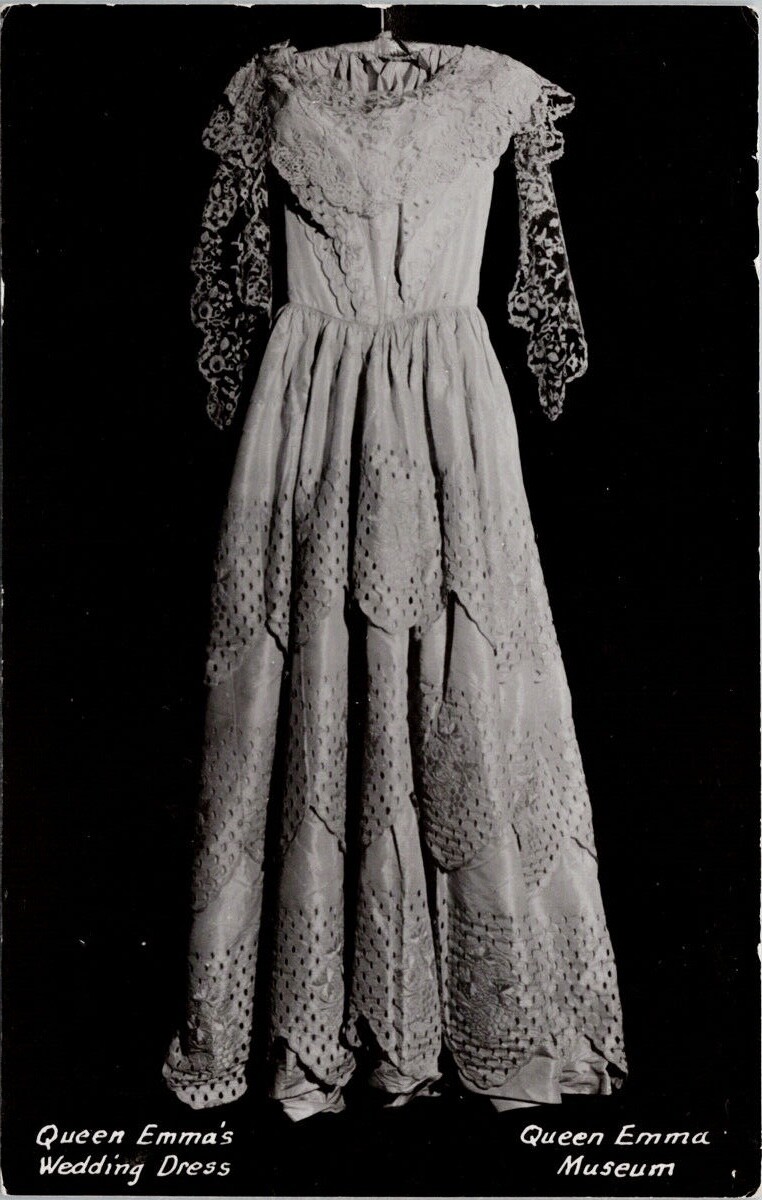 Queen Emma's Wedding Dress Hawaii HI Queen Emma Museum Real Photo