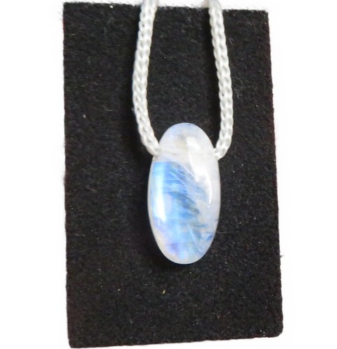 Mondstein blau Cabochon Anhänger quer gebohrt Nr. 3936