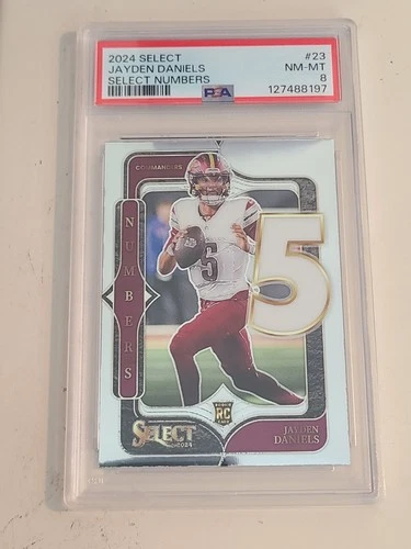 2024 Panini Select - Jayden Daniels ( Commanders ) Numbers Rookie RC #23 - PSA 8