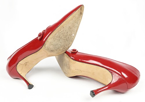 MANOLO BLAHNIK - US Size 9 - Shiny Red Pointed Campari Pumps - E81825A - Picture 3 of 14
