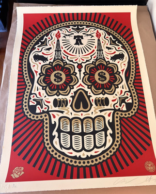  Shepard Fairey Ernesto Yerena Power Glory Skull Red Gold Large Format Print 75 