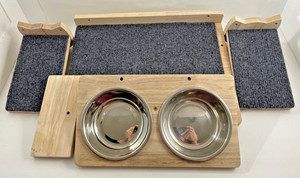 MeowHomm Cat Wall Shelves - 3pc Set (2 Steps + 1 Feeding Shelf) - Solid Wood