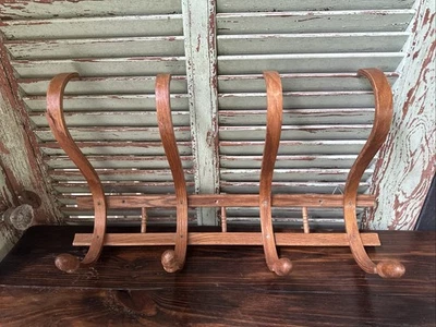 VTG Bentwood Thonet Style Hat Coat Rack Wall Bent Wood Hall Tree Holder 4 Hook - Image 1 of 4