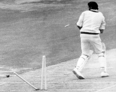 Farouk Engineer bowled by John Dye no runs 1976 Historic Old Photo