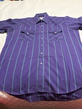 Vintage Ely Cattleman Pearl Snap Mens Shirt Striped Western Sz 16