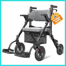 Rollator-Walkers-for-Seniors-with-Seat, Walker Wheelchair Combo, Transport-Wh...
