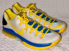NIKE KD 5 Elite Playoffs Home White Blue Yellow Basketball Shoes NEW Mens Sz 10