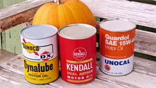 Vintage LOT 3 FULL MOTOR OIL Tin Cans GUARDOL 76 & KENDALL & Sunoco  DYNALUBE 1Q