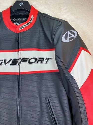 AGV Sport Pilot Vented Leather Motorcycle Jacket Size 46 Black Red Armored NWT image 2