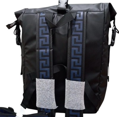 VERSACE PARFUMS BLACK BACKPACK CROSSBODY TRAVEL NWOT Versace | Bags | Versace Fragrance Black Backpack With Greek  main image 2