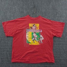 Vintage Nike Baseball Graphic T-Shirt Mens XXL Red Short Sleeve USA Made