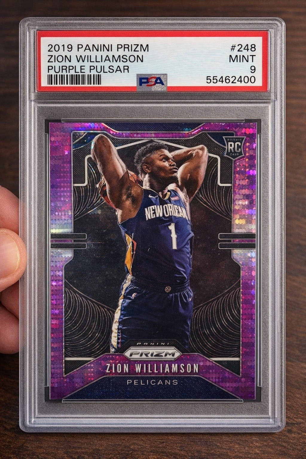 2019-20 Panini Prizm. Purple Pulsar Zion Williamson Card #248 RC 35/35 PSA 9 🔥