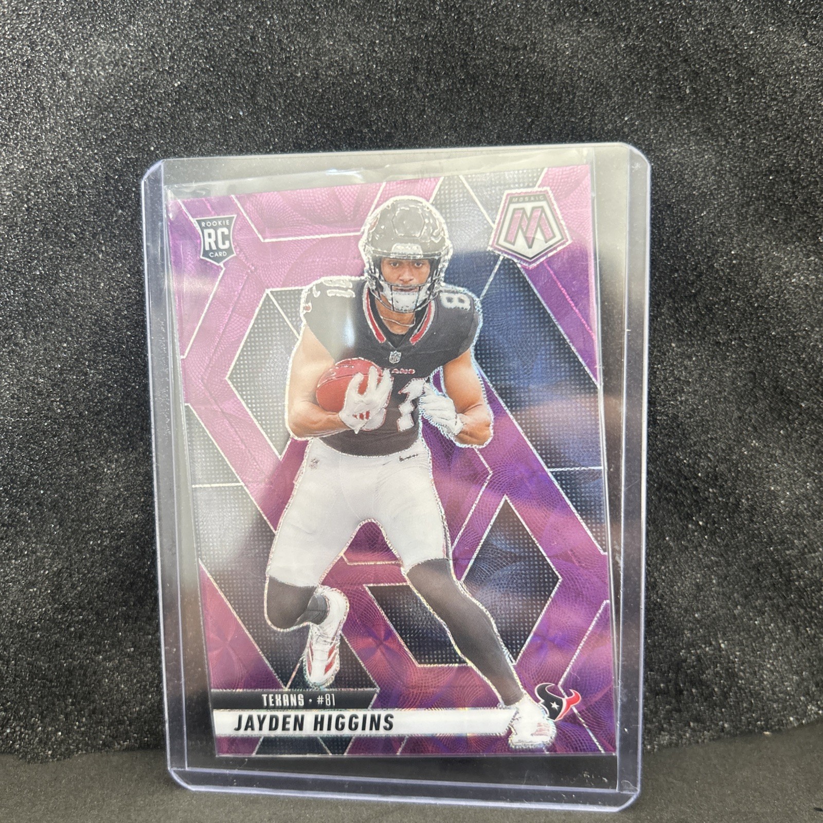 Jayden Higgins 2025 Panini Mosaic Purple Scope Prizm RC #346 Houston Texans
