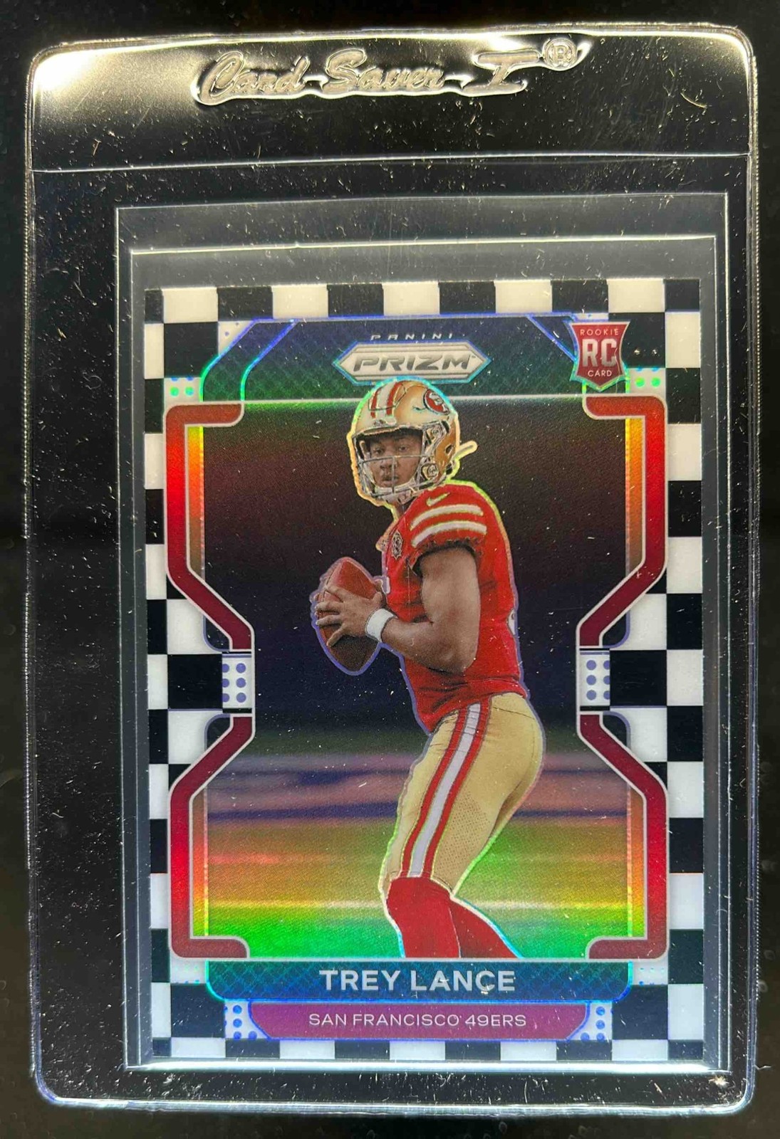 2021 Prizm Trey Lance RC Black and White Checker Rookie #333 49ers