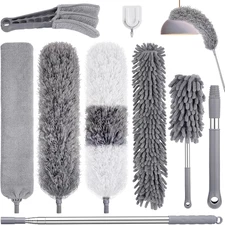 9PCS Dusters for Cleaning,Extendable Microfiber Duster with Extension Pole up to