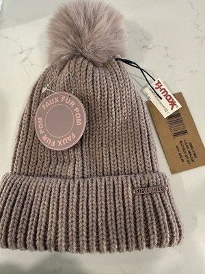 Steve Madden Cloud Knit Faux-Fur Pom Womens Beanie Lilac/Mauve Color Hat only