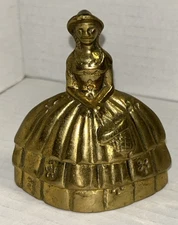 Vintage Antique BELL Heavy Brass Victorian Lady Southern Belle