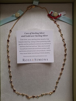 Ross Simons Gold over Sterling Silver Station Necklace 925 Assorted Gemstones