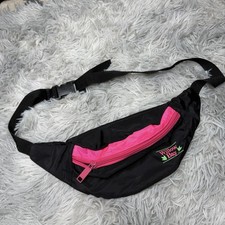 Vintage 90s Willow Bay Black  Neon Hot Pink Nylon Fanny Pack Waist Bag