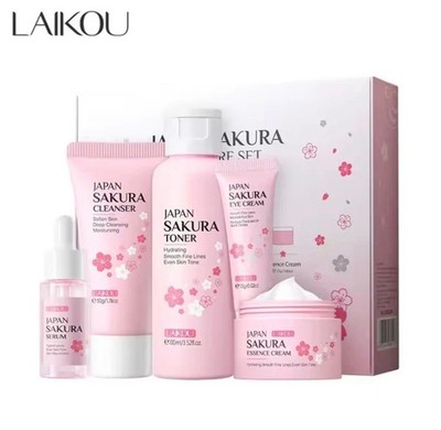 LAIKOU Japan Sakura Hautpflegeset 5-teilig feuchtigkeitsspendendes Gesicht komplett