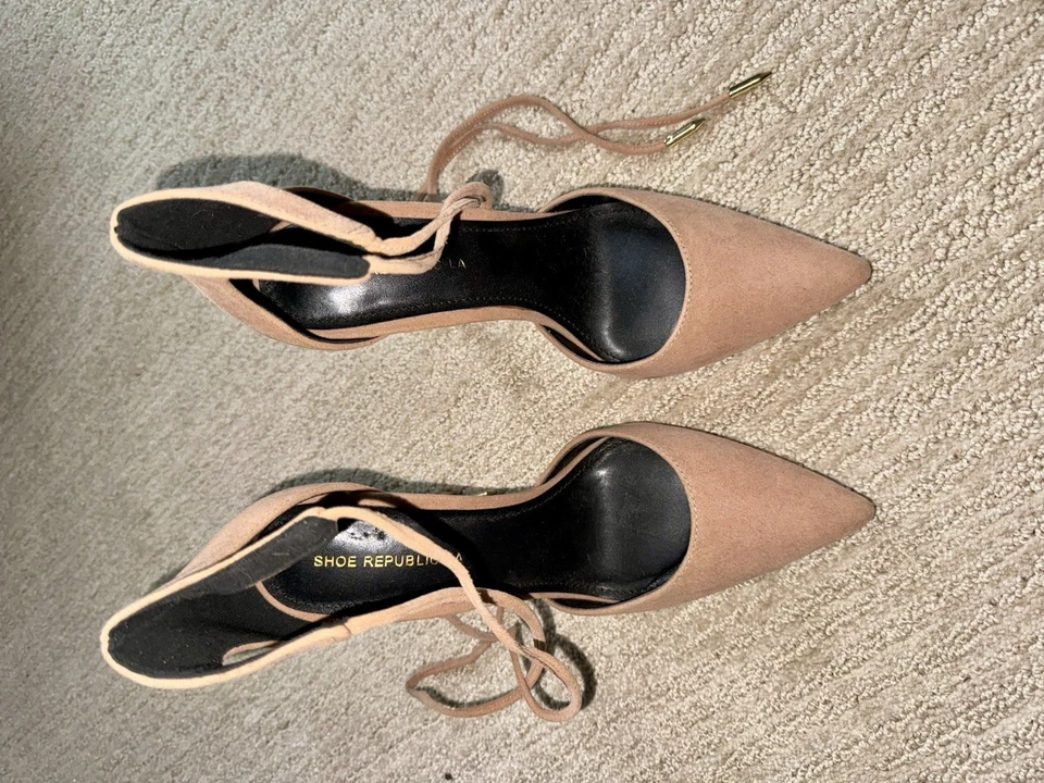 Туфли Republic LA голая с ремешками заостренный носок лодыжки галстук на высоком каблуке размер 7,5 - Изображение 3 из 4
