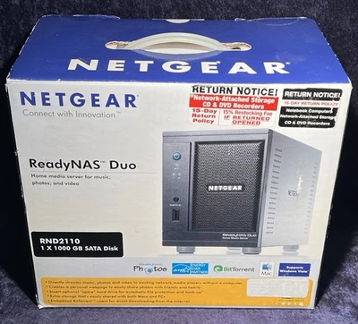 Netgear RND 2210-100NAS ReadyNAS Duo Home Media Server New Old Stock NOS - Image 1 of 4