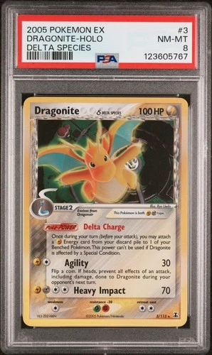 2005 POKEMON EX DELTA SPECIES #3 DRAGONITE-HOLO PSA 8