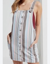 BDG Urban Outfitters Denim Canvas Pastel Striped Overall Dress size Small