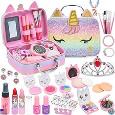 Washable Non-Toxic Kids Makeup Kit - Fun Play Set for Girls 4-10, Gift Idea