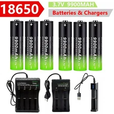 1~10Pcs 3.7V 9900mAh Rechargeable Button top Li-ion Batteries High Capacity Lot
