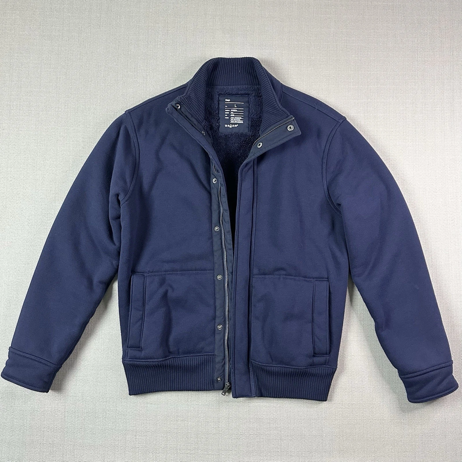 GAP Sherpa Lined Soft Shell Jacket Navy Mens Large Full Zip