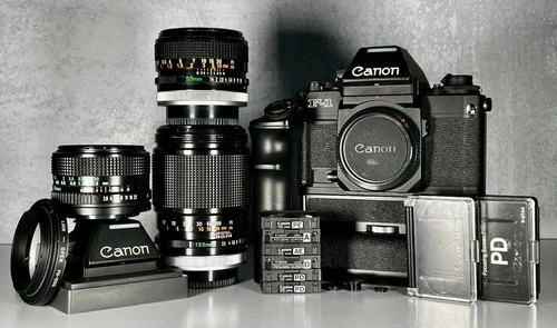 Canon New F-1  35mm Film Camera + 3 Lenses & Microprisms (READ DESCRIPTION)!!!!