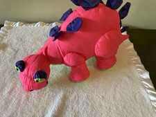 Vintage 1992 Fisher Price Brontosaurus Plush Hot Pink Puffalump Dinosaur