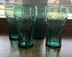 Vintage Set Of 4 Teal Green Coca Cola Coke Company 16 Ounce 6 in. Glasses
