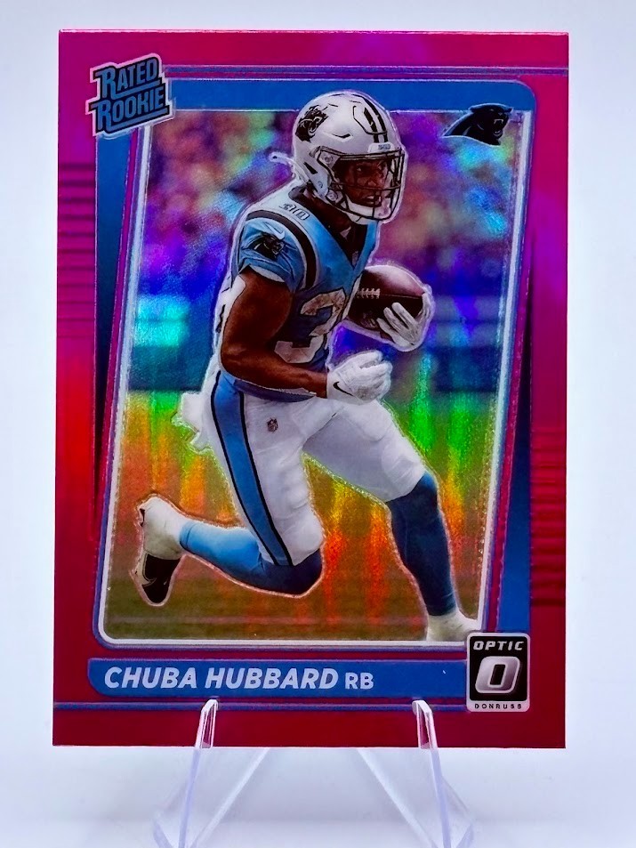 2021 Panini Donruss Optic - Rated Rookie Chuba Hubbard #225 Pink Prizm (RC)