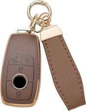 Key Fob Cover for Mercedes Benz with Key Chain, Upper Leather  Soft TPU Key