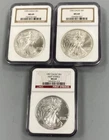 3 NGC MS69 US 1ozt .999 Silver Eagle $1 1995 1996 1997 w/spots L24574