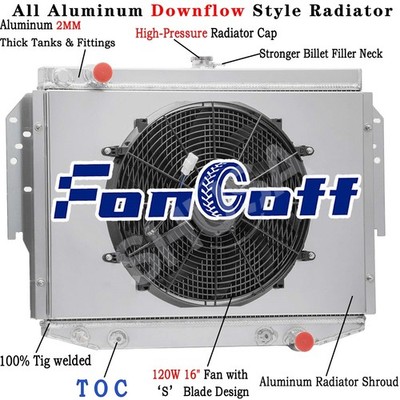 4Rows Radiator+Shroud Fan For 76-89 Dodge Aspen Plymouth Volare Chrysler LeBaron