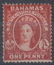 BAHAMAS 1863 QV 1d. SCARLET-VERMILION WMK CC SG#33 MINT (ID:737/D67009)
