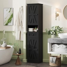 67" H Tall Bathroom Cabinet, Narrow Storage Cabinet with 2 Barn Doors