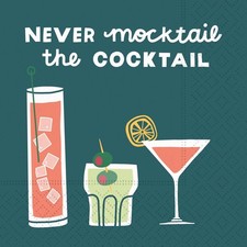 20 Sheets Never Mocktail Cocktail Napkins, 5-Inch, Multicolor, Funny, Beverage