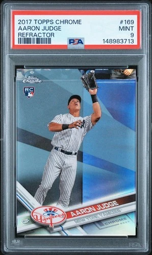 2017 Topps Chrome AARON JUDGE 169 RC Rookie Catching Refractor - PSA 9 - MINT