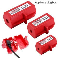 1Pc Plastic ABS Tag Out Device Safety Tools Electrical-Plug Lockout Box Red New