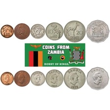 Zambia | 6 Coin Set | 1 2 5 10 20 50 Ngwee | 1968 - 1988