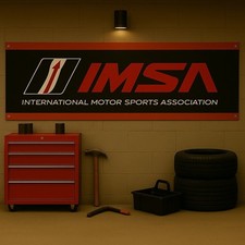 IMSA Sports Car Racing Banner 71x24 Black Garage Flag | International Motorsport