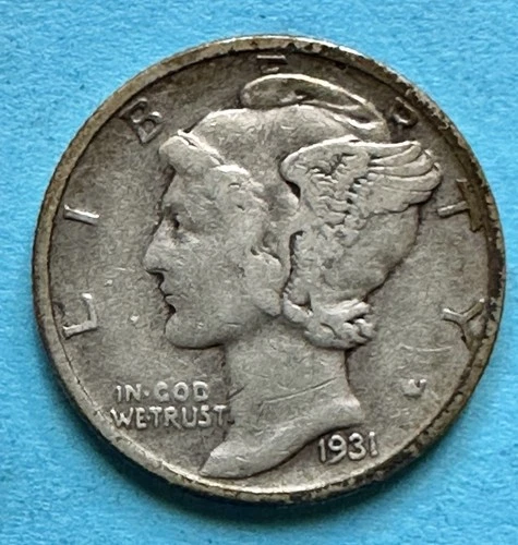 1931-S Mercury Dime. 90% Silver XF Condition. Charity Auction/Animal Rescue.