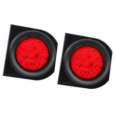 2x 4inch Round Red 24-led Truck Trailer Stop Turn Tail Brake Lights W Brackets