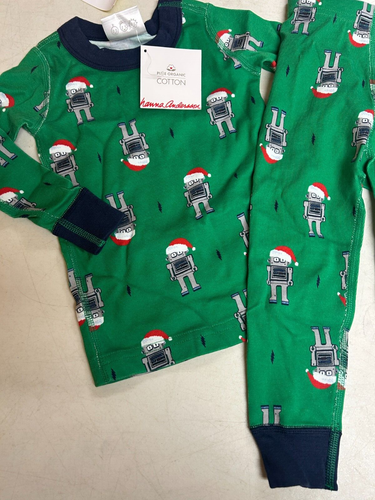 NWT HANNA ANDERSSON SANTA ROBOT ORGANIC COTTON LONG JOHNS PAJAMAS 80 18 24 MS - Picture 4 of 4