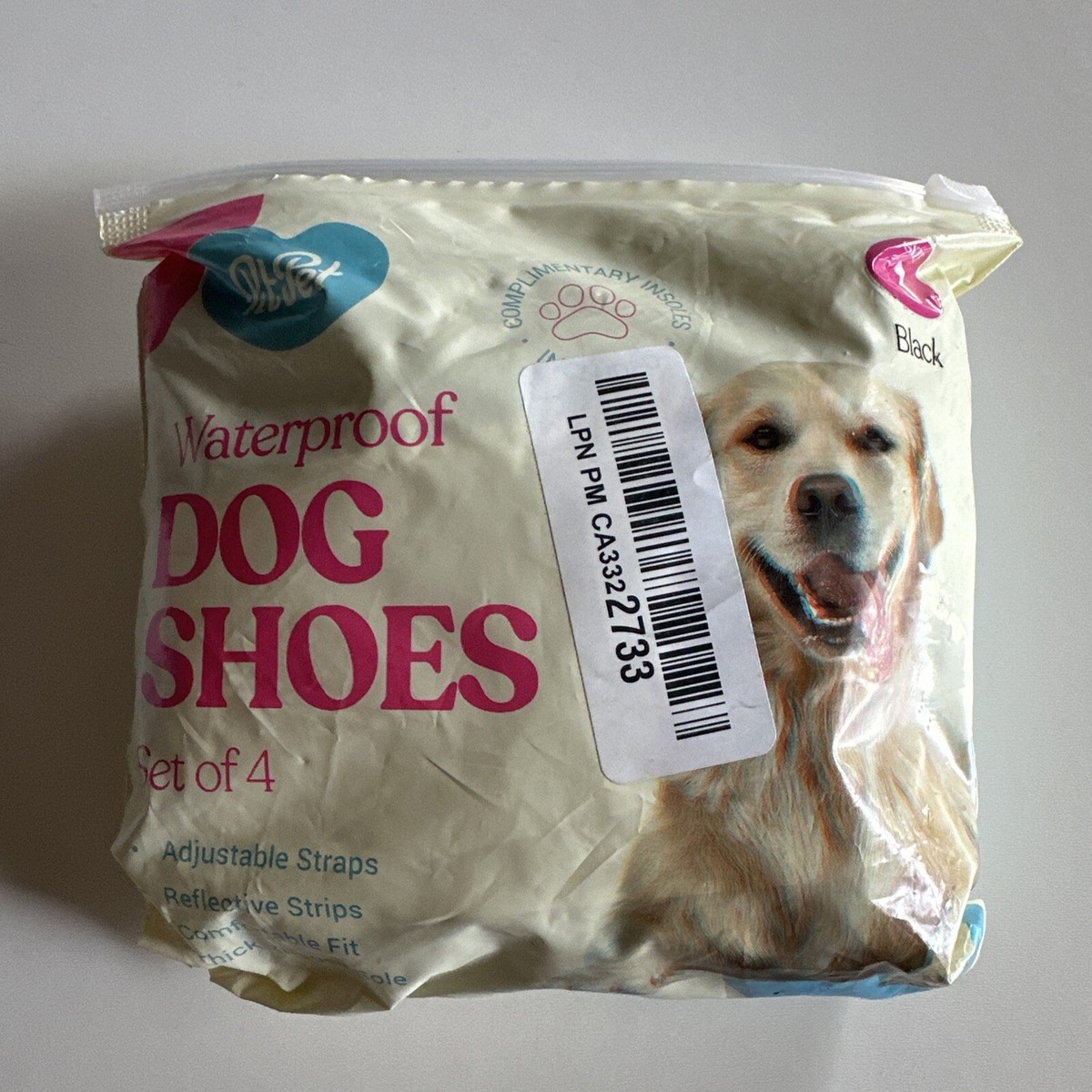 New PitPet Black Size Waterproof Dog Shoes Set of