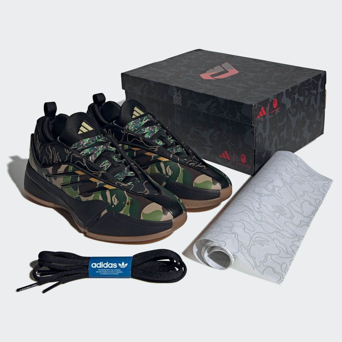 BAPE x Adidas Dame 9 anti-slip wear-resistant Low top